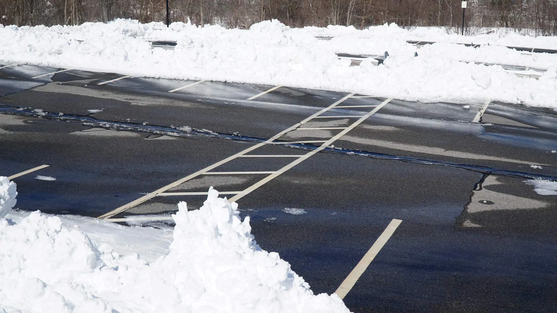 Snow removed from parking lot in Edgewater, NJ.