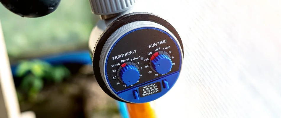 Irrigation system timer during an irrigation startup service in Essex County, NJ.