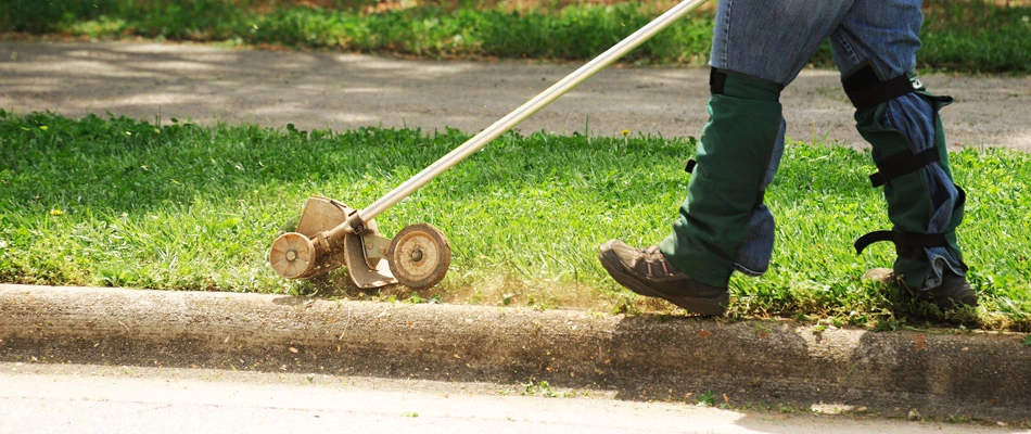 A professional edging sidewalk's yard in Manhattan, NY.