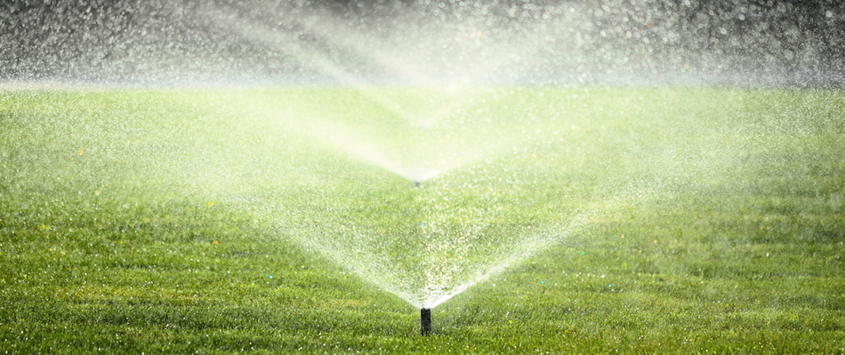 An irrigation system at work after maintenance on a property in White Plains, NY.